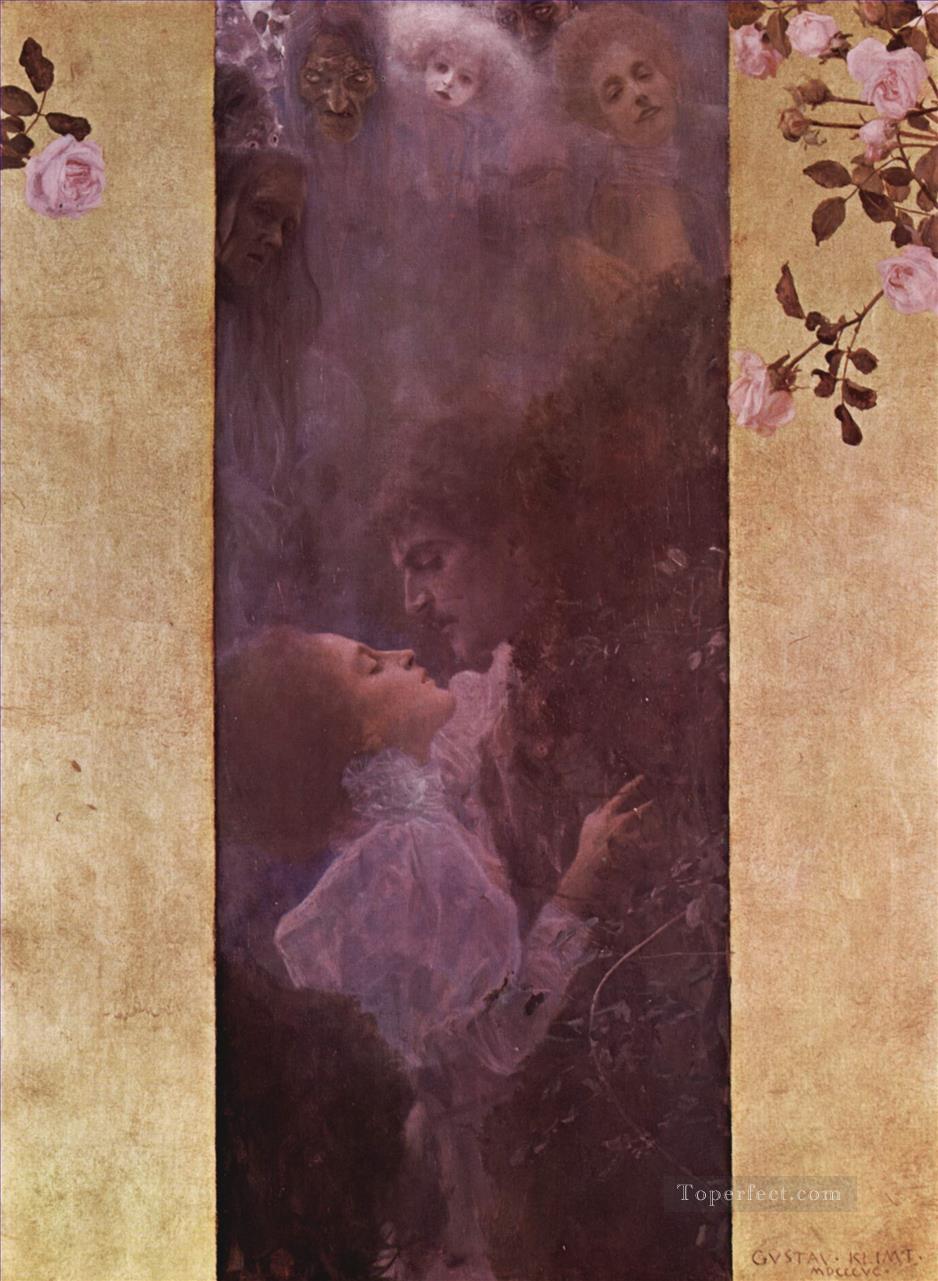 Die Liebe Simbolismo Gustav Klimt Pintura al óleo